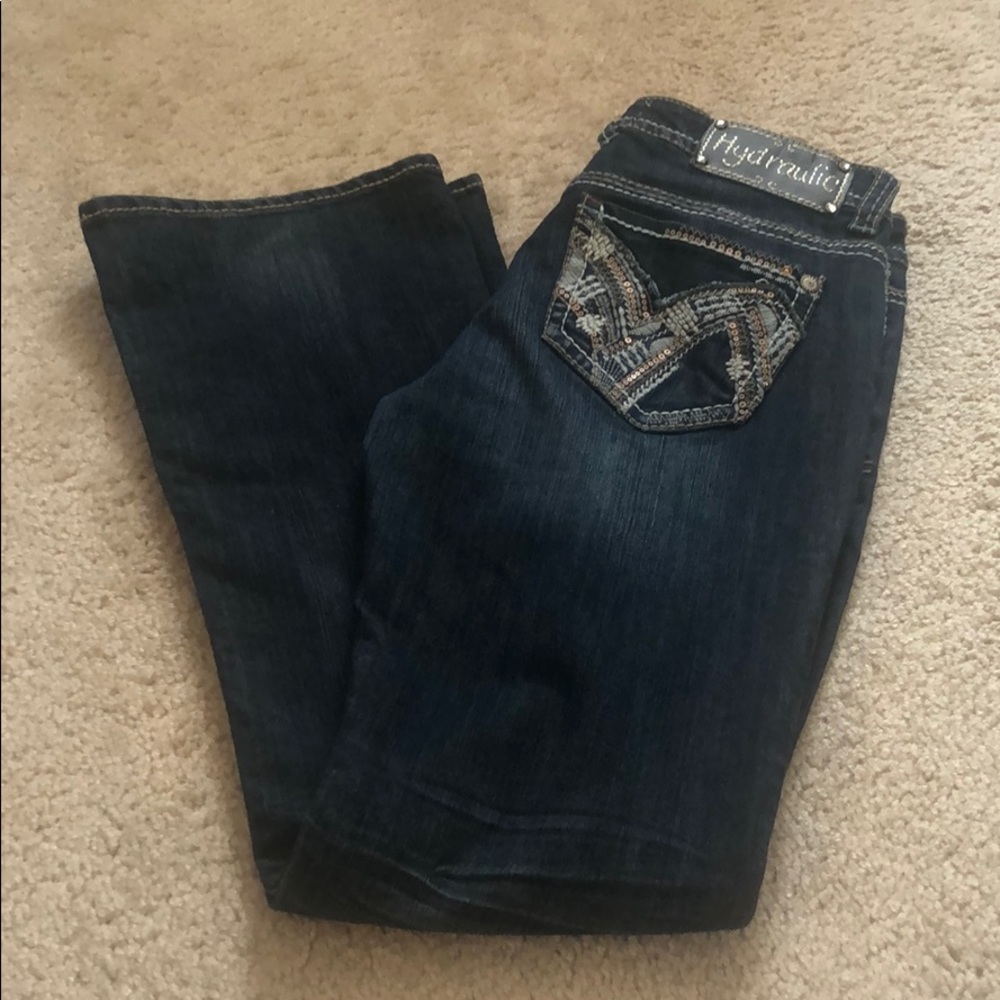 Like New Dark Wash Hydraulic Bootcut Jeans!